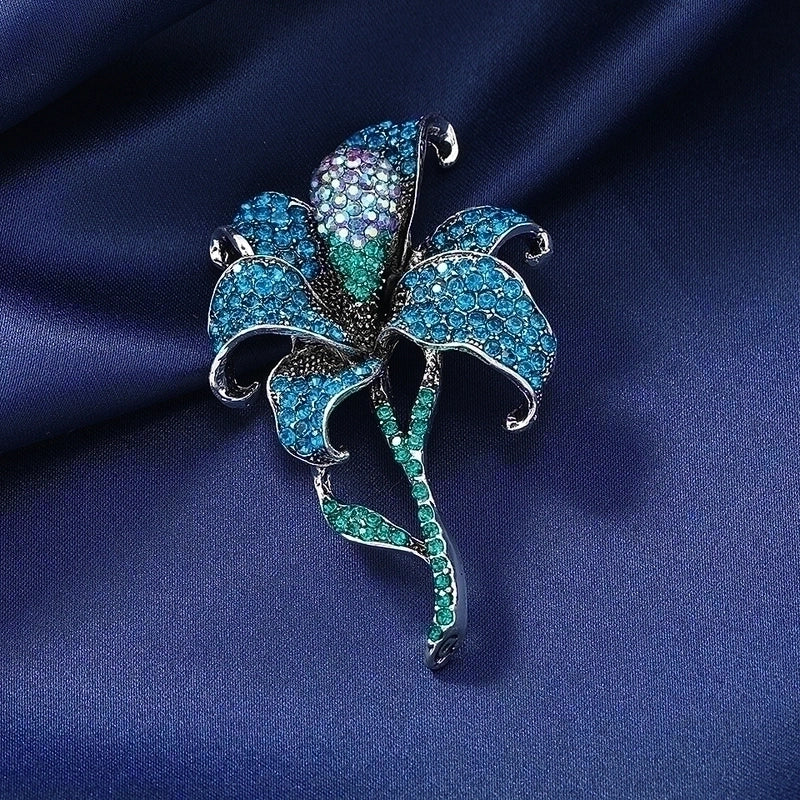Minimalist Pin Flower Alloy Inlay Rhinestones Women’S Brooches