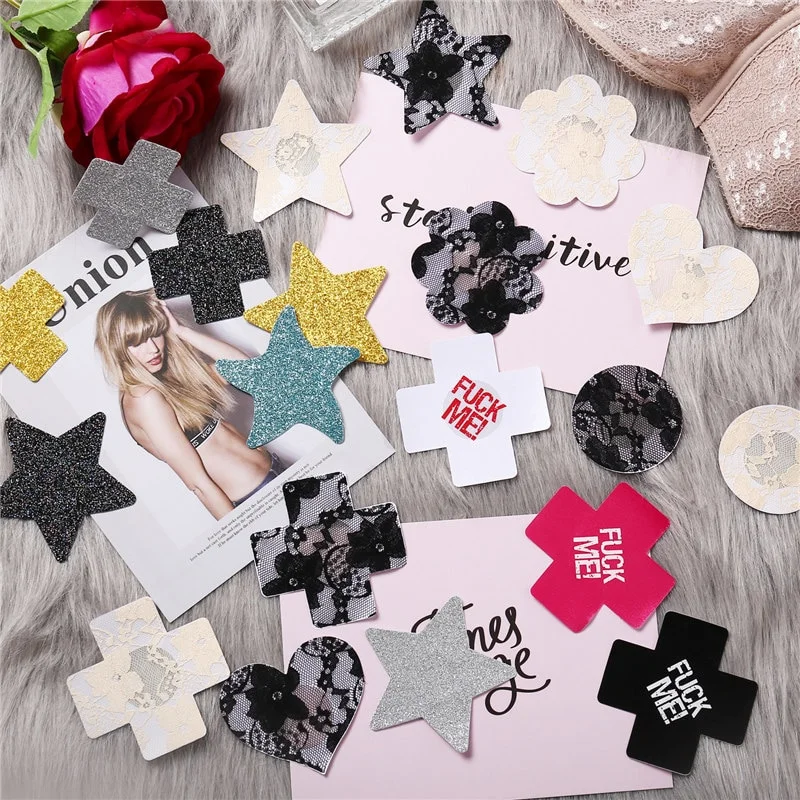 Billionm Women Nipple Cover Breast Stars Colorful Petals Invisible Nipple Self Adhesive Sticker Female Sexy Bras Accessories