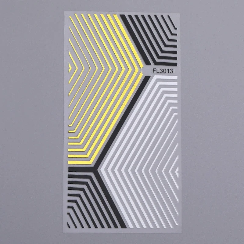 Gold 3D Nail Sticker Curve Stripe Lines Nails Stickers Gradient Adhesive Striping Tape Nail Foil Nail Art Stickers Decals Silver-Nail Inspo