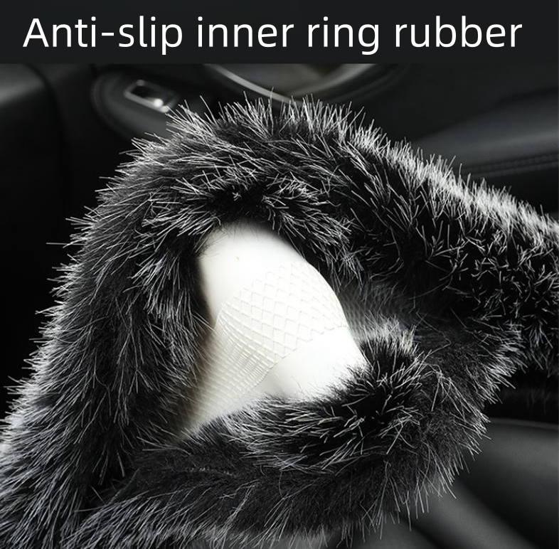 Car steering wheel cover winter plush warm anti-slip protective cover