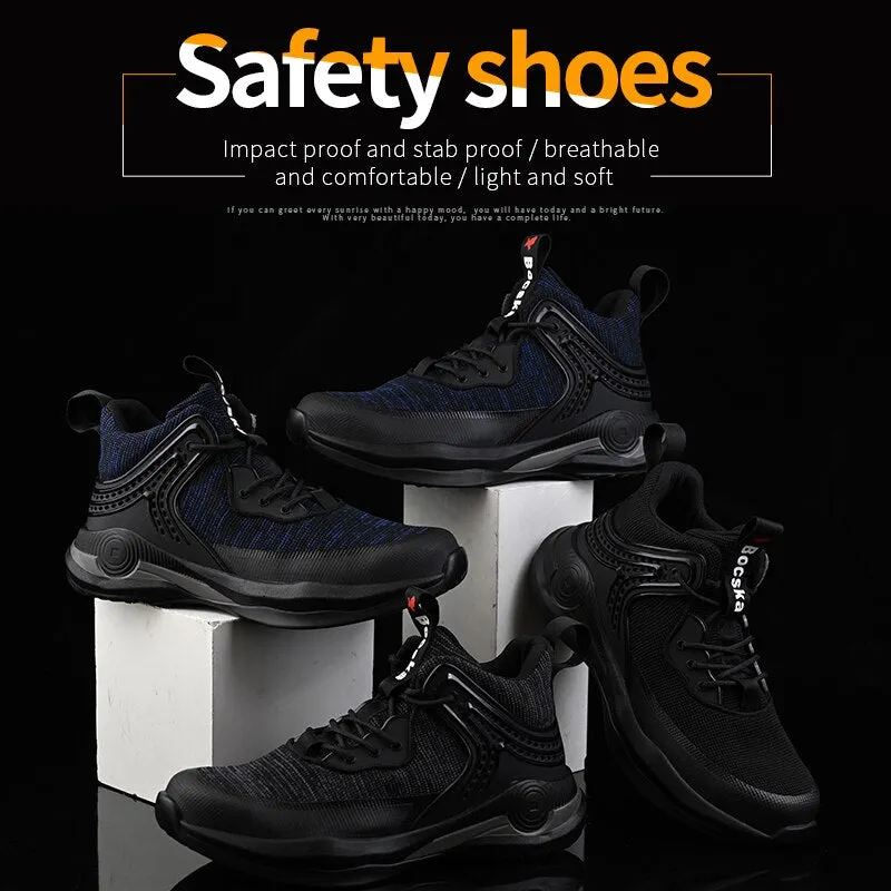 Work Safety Boots Men Shoes Sneakers Breathable Anti-Smashing Lightweight Work Boots Indestructible Sneakers With Steel Toe Cap