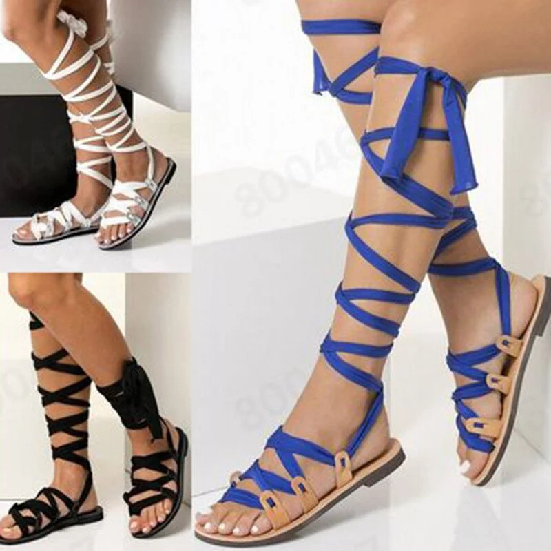 2020 Sexy Shoes Print Super Thin Flat Heel Shoes Sandals Women Summer Party Platform Ankle-wrap Woman Gladiator Sandals Female99