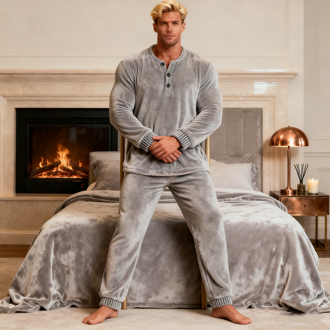 Men's Autumn/Winter Warm Christmas Daily Pajama Set-inspireuse