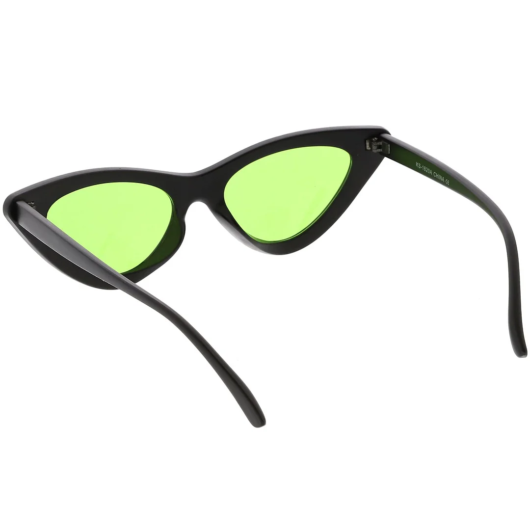 Womens Exaggerated Slim Black Frame Cat Eye glasses Color Tinted Lens 48mm