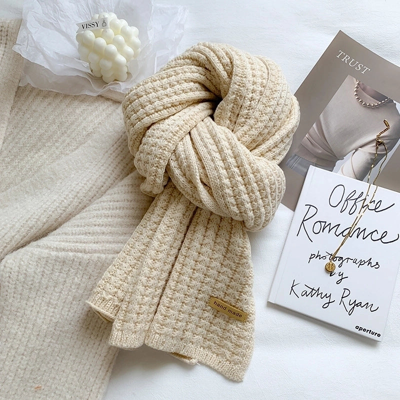 Women’s Minimalist Solid Color Knit Winter Scarves