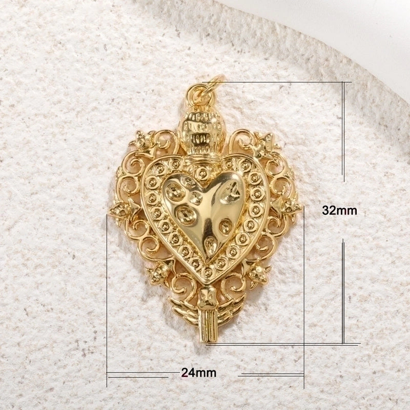 1 Piece Copper Zircon Gold Plated Inlay Pendant