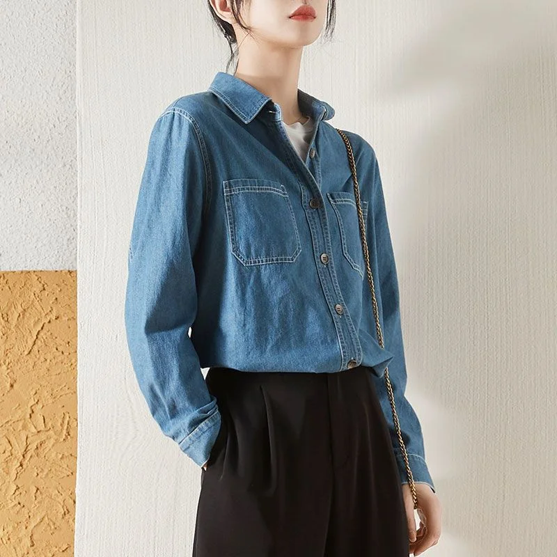 Toloer Toloer Shirt Female Autumn New Loose Korean Version Long Sleeve Retro Versatile Casual Shirt Ins Tide Coat-Outfit Ideas
