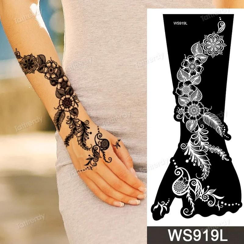 1 Sheet Flower Lace Henna Stencil Body Art Temporary Tattoo Sticker Airbrush Print Stencil Stamp Plates Template Mandala Wedding