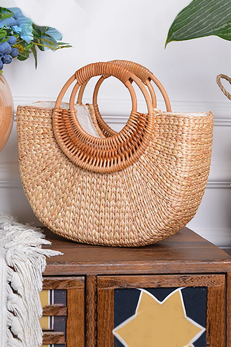 Handmade Straw Weaving Clutch Vacation Woven Bag