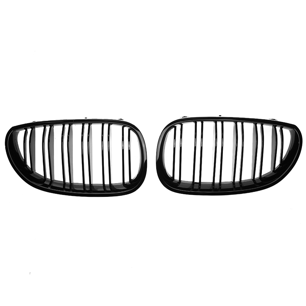 

1 Pair 2-Line Kidney Grille Gloss Black for BMW 520d 520i 525li 530li 04-09, 501 Original