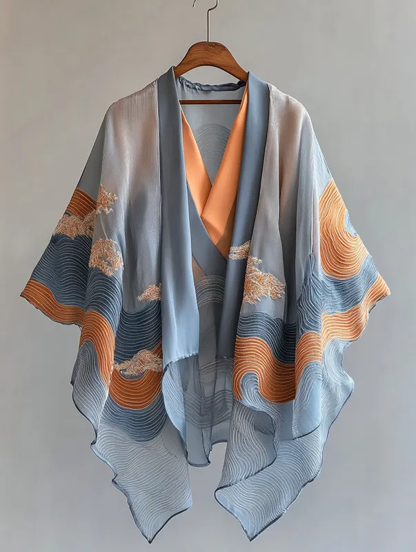 Summer cardigan with gradient stitching and embroidery 4da2