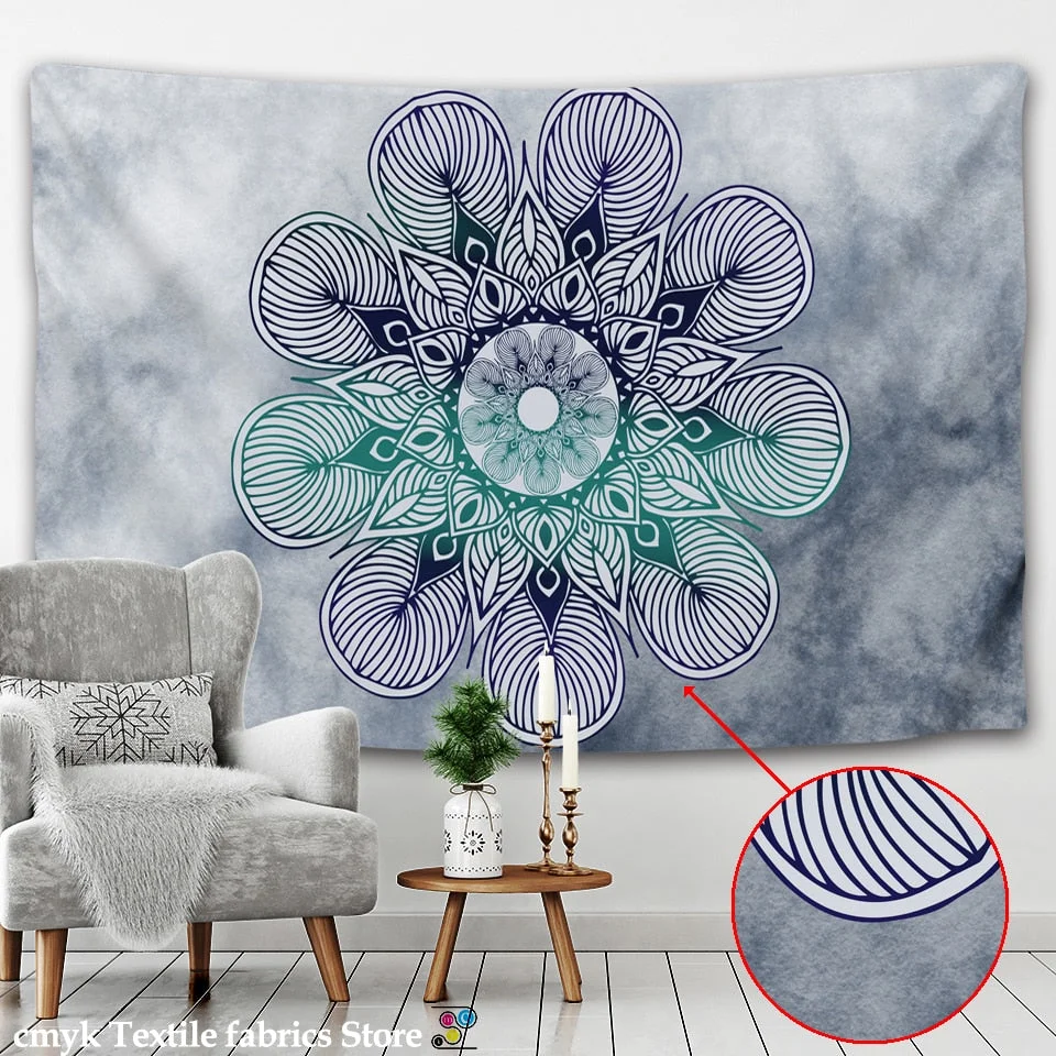 Indian Mandala Tapestry Pearl Elephant Art Wall Hanging Sun And Moon Meditation Chakra Tapestries for Living Room Decor