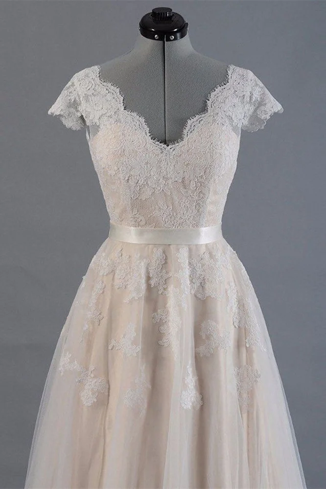 Miabel Lace Long Short Sleeves Wedding Dress