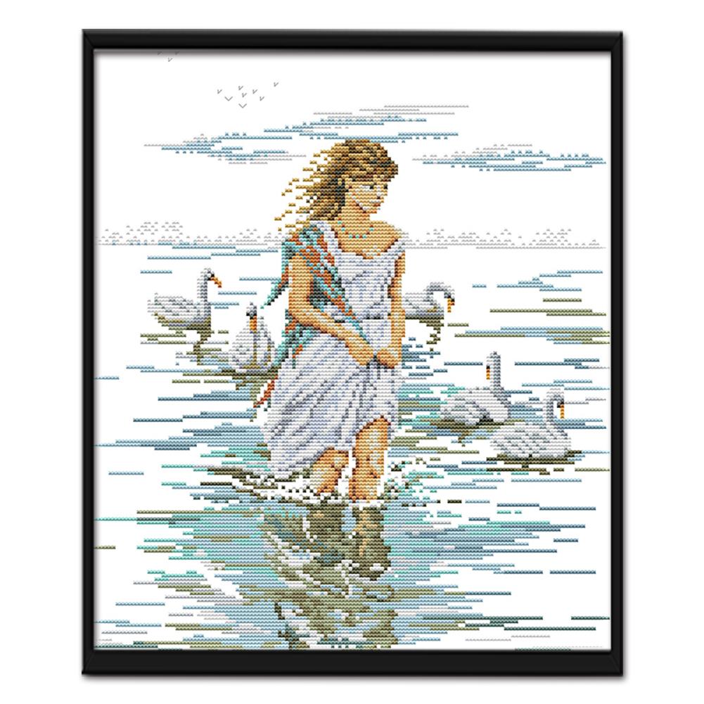 

Goose Girl - 14CT Stamped Cross Stitch - 38*34cm, 501 Original