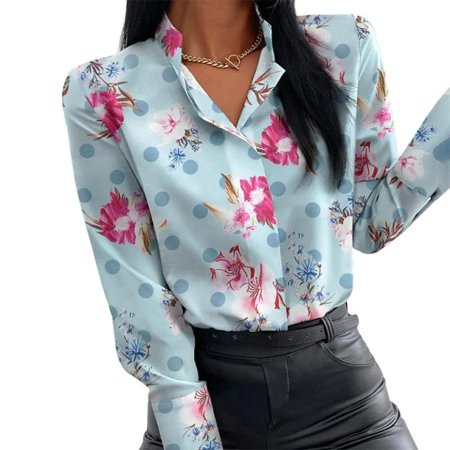 Stand Collar Long Sleeve Office Lady Blouse