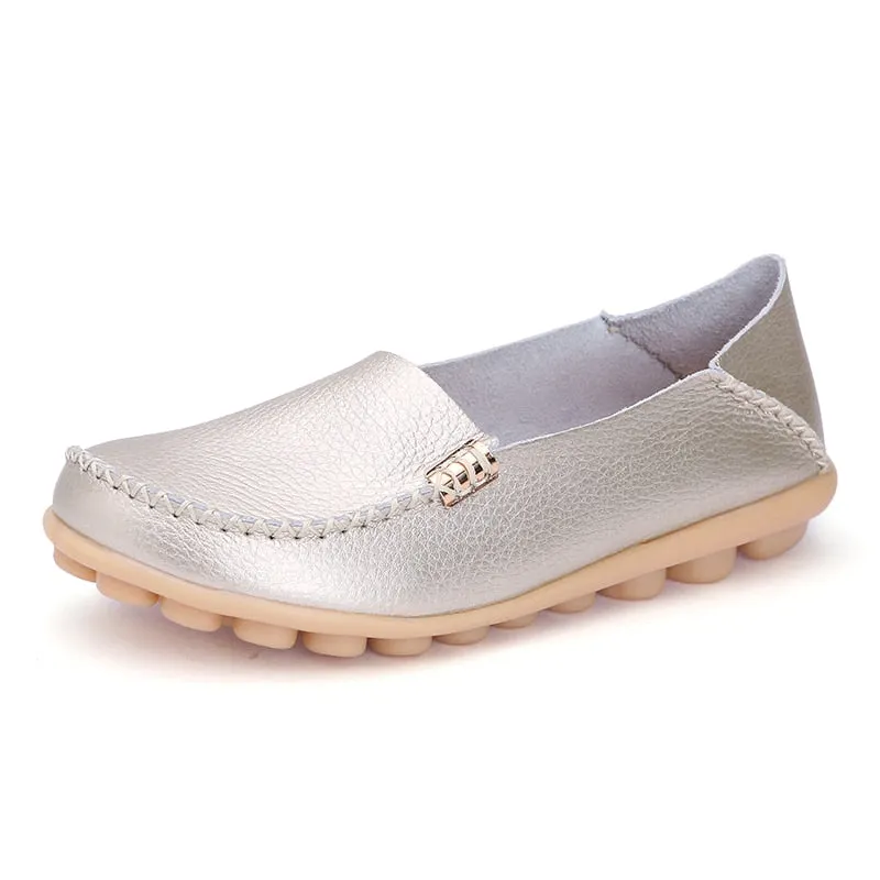 Women Flat 2021 Summer Women Genuine Leather Shoes Plus Size 35-42 Loafers Women Solid Casual Leather Flat Shoes Woman Footwear