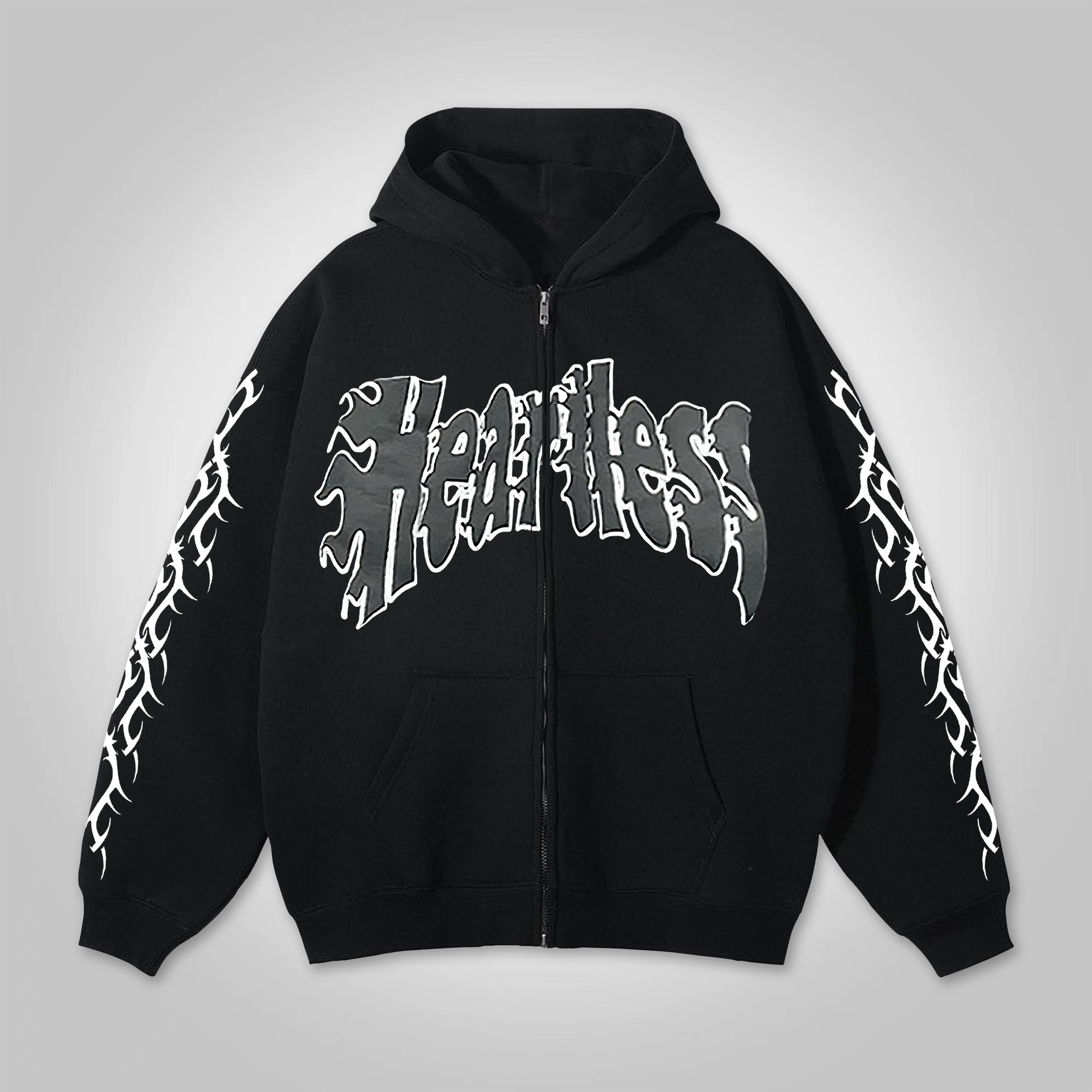 Sopula Relaxed Vintage Heartless Graphic Casual Street Oversized Zip Up Hoodie - SOPULA