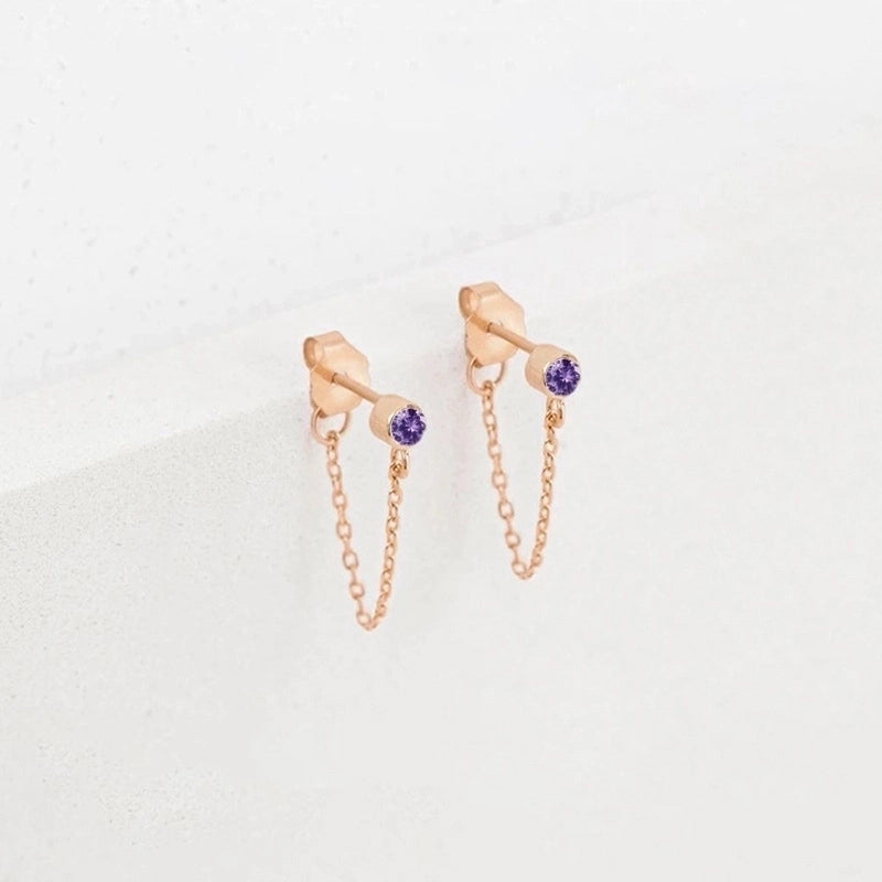 1 Pair Minimalist Geometric Inlay Stainless Steel Rhinestones 14K Gold Plated Rose Gold Plated Drop Earrings