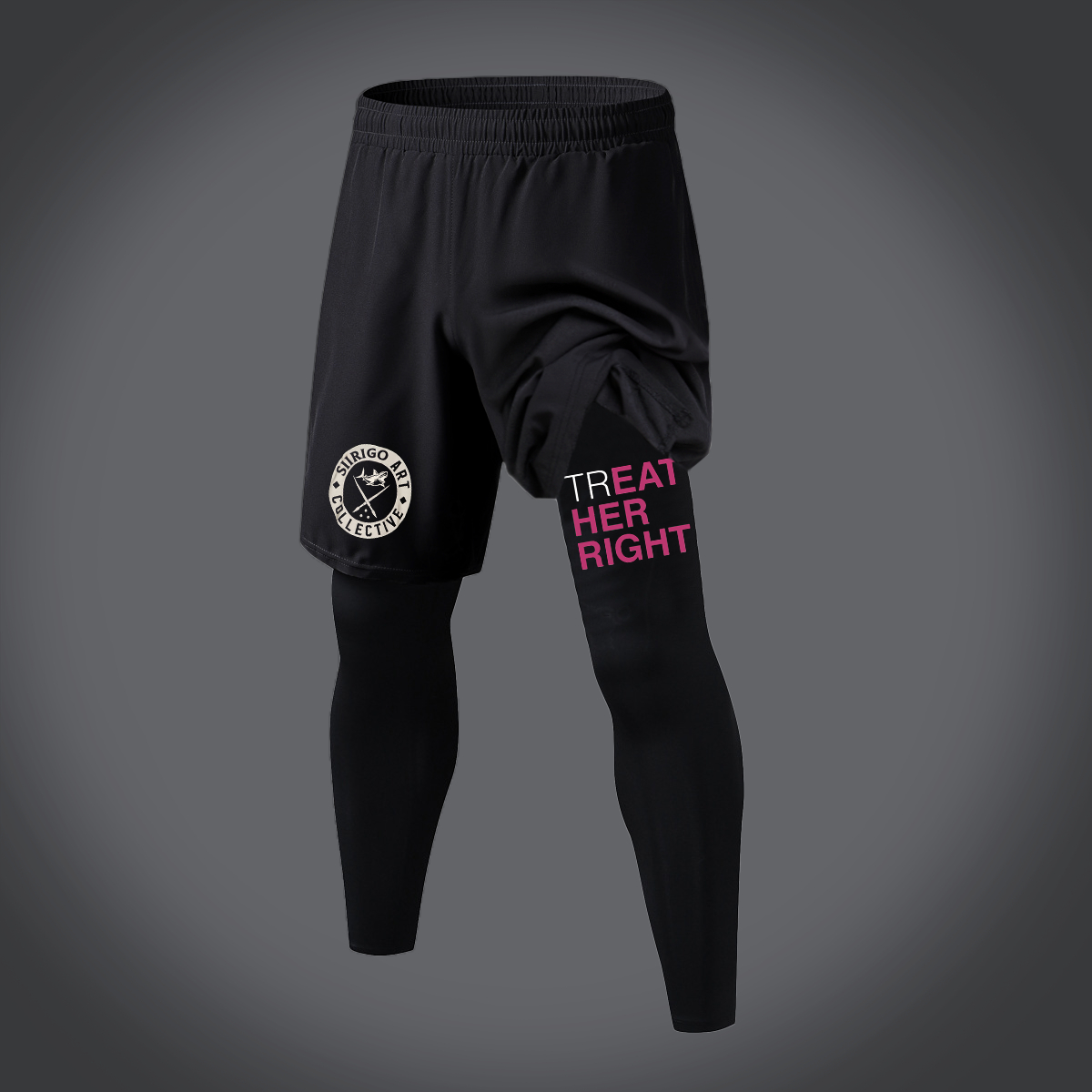 Treat Her Right Letter Graphic Print 2 in 1 Gym Workout With Leggings