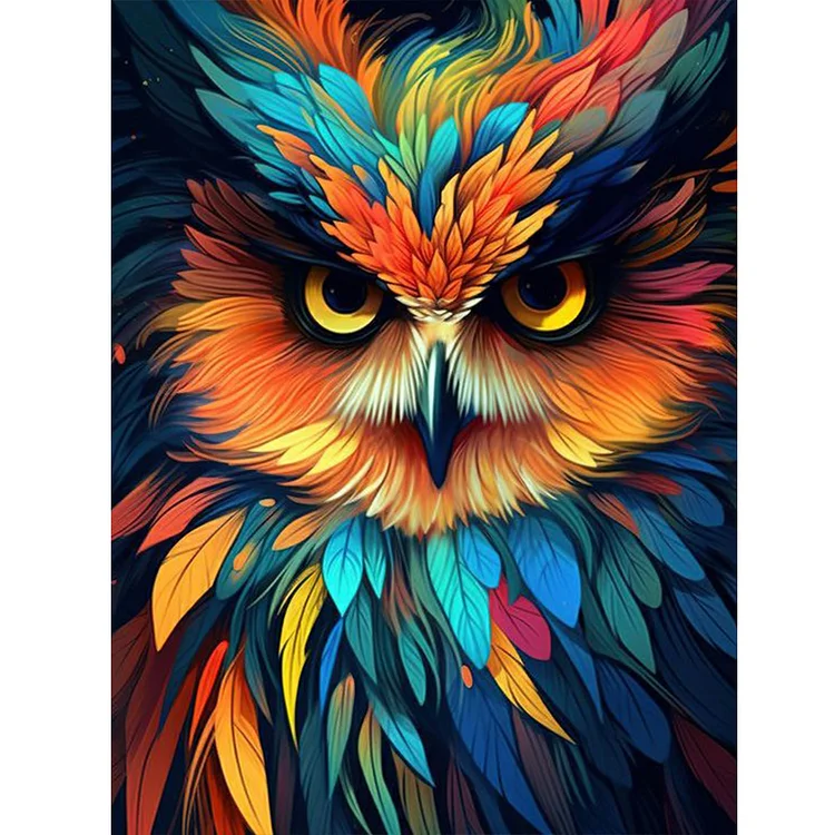 Colorful Owl 30*40CM (Canvas) Full Round Drill Diamond Painting gbfke