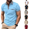 T-shirt da uomo a maniche corte scozzese a blocchi di colore con risvolto