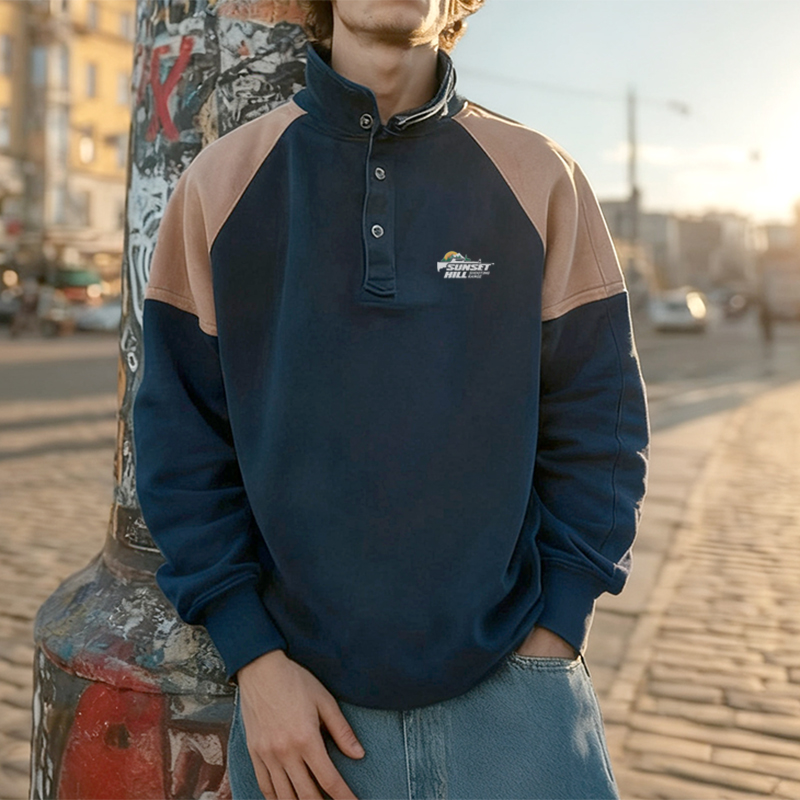 Stylish Half-Zip Pullover with Colorful Tribal Design for Men