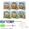 6Pcs DIY Easter Eggs Diamond Painting Card