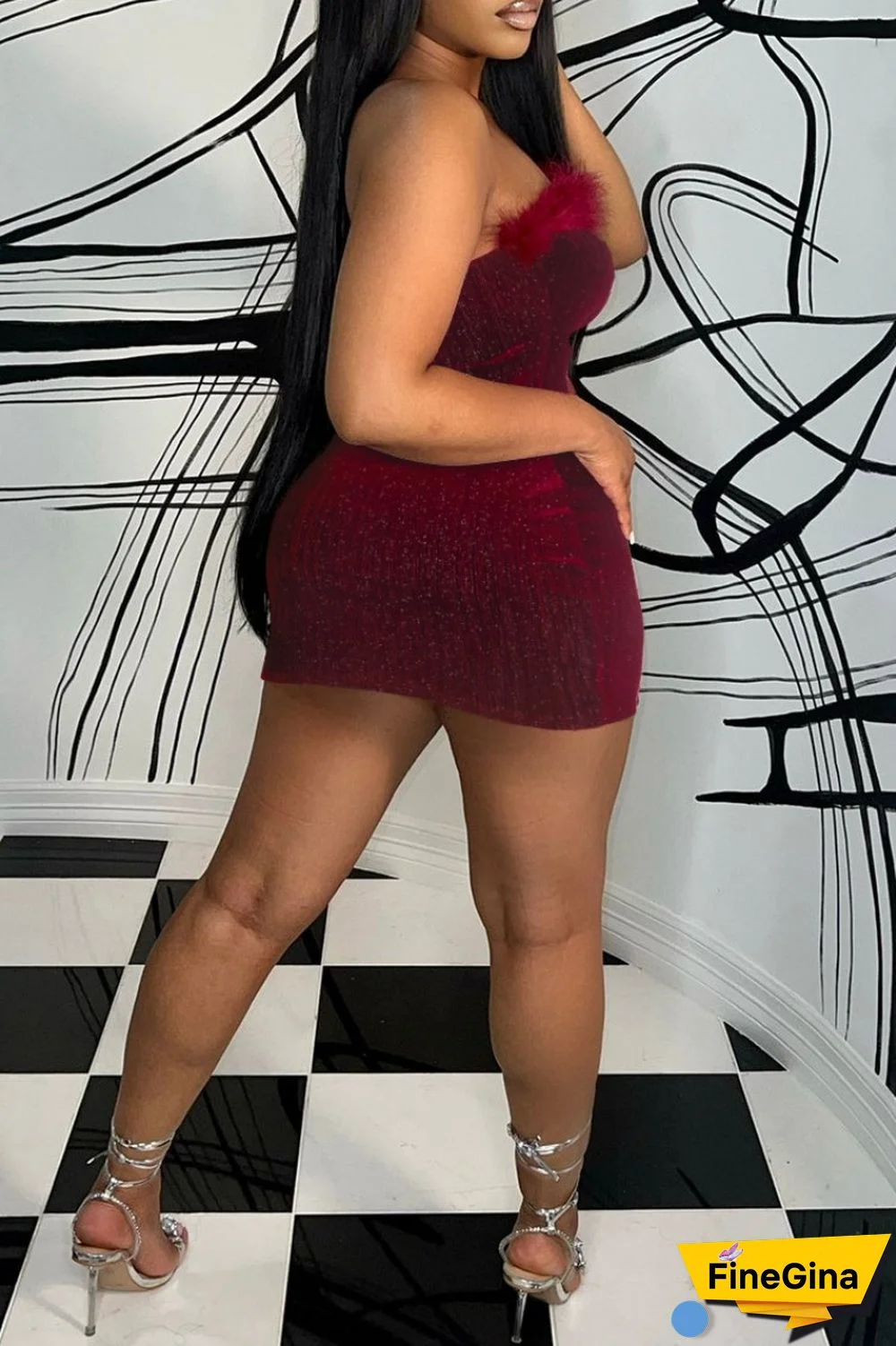 Black Sexy Solid Patchwork Backless Strapless Sleeveless Dress Dresses