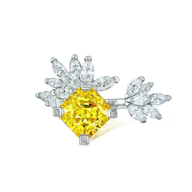 High-end custom yellow diamond ice flower cut ring 5ct 