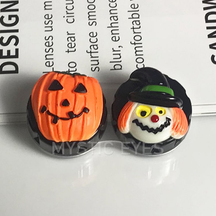 Pumpkin Head & Witch Contact Lens Container