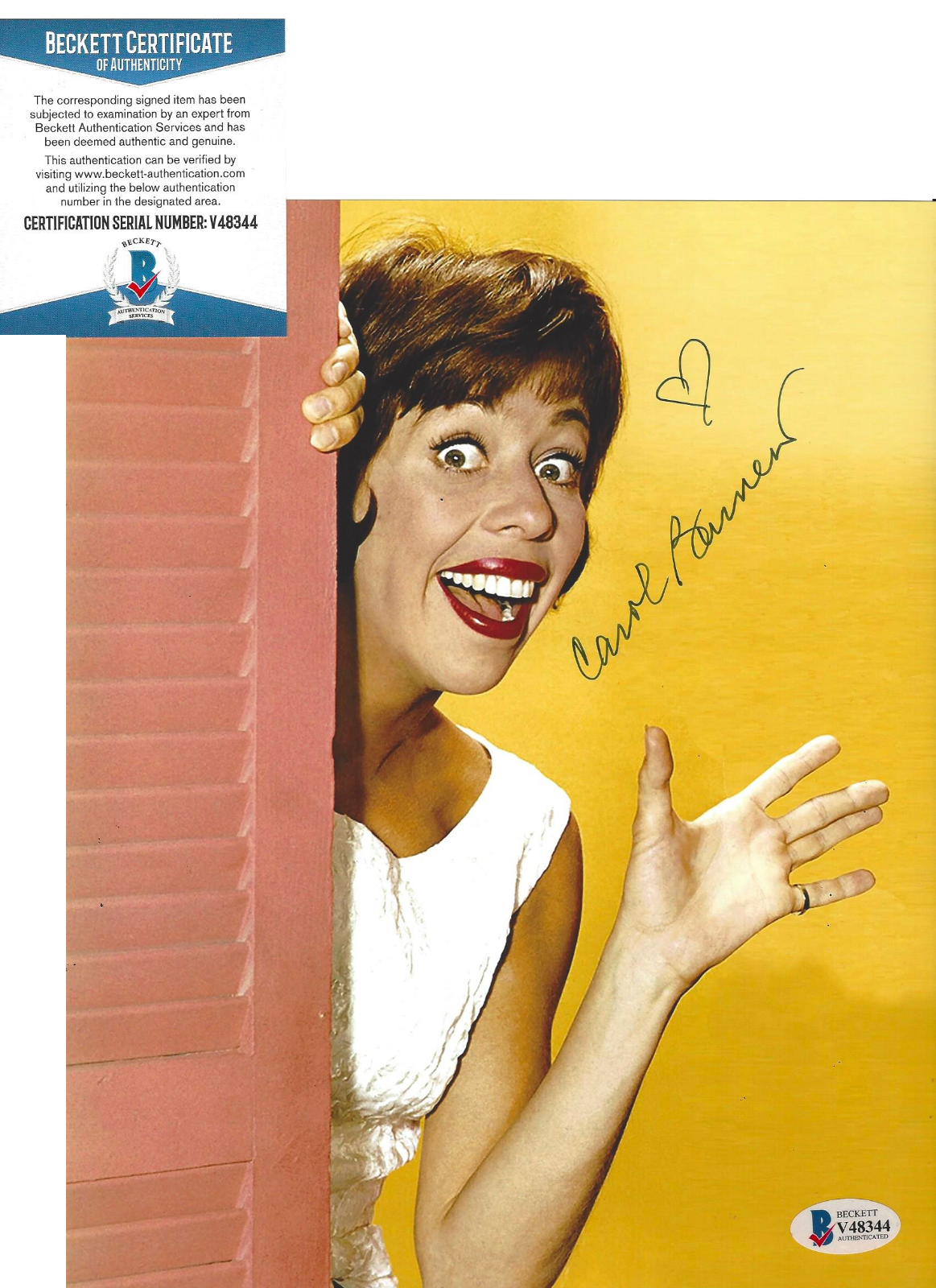 CAROL BURNETT SIGNED 8x10 SHOW Photo Poster painting COMEDY ACTRESS 2 PROOF BECKETT COA BAS