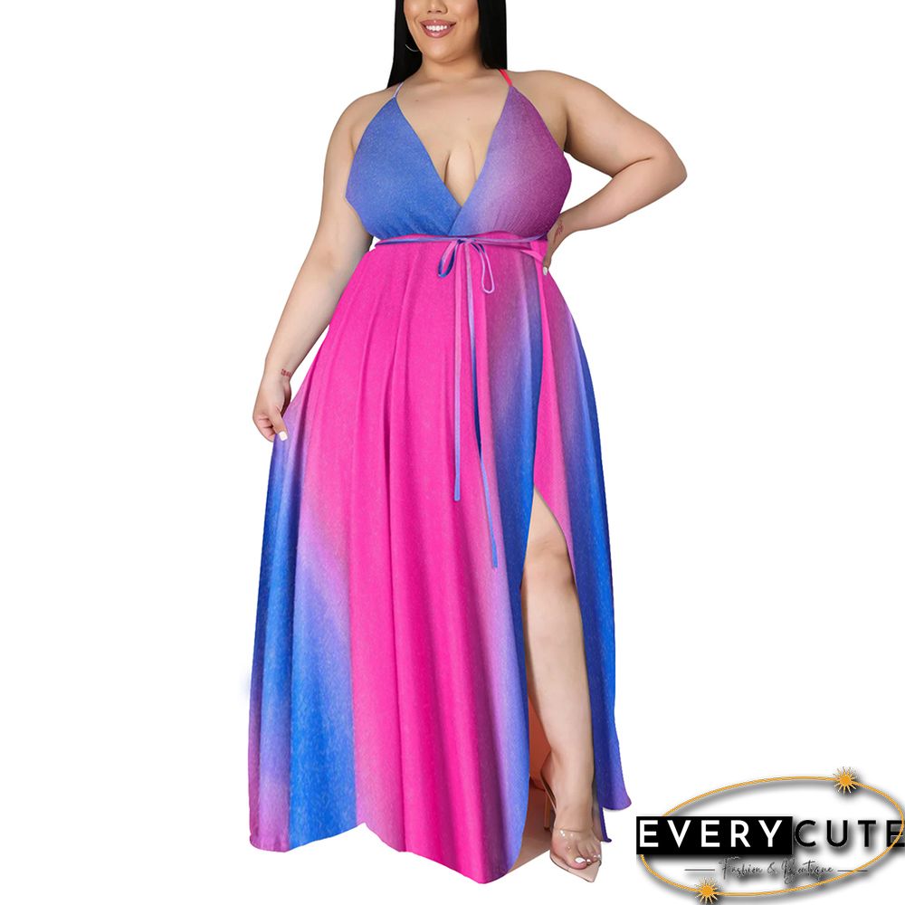 Rosy Bohemia Deep V Neck Open Back Plus Size Dress