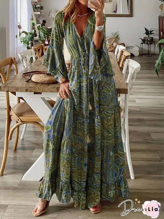 Down The West Coast Bohemia Print Maxi Dress