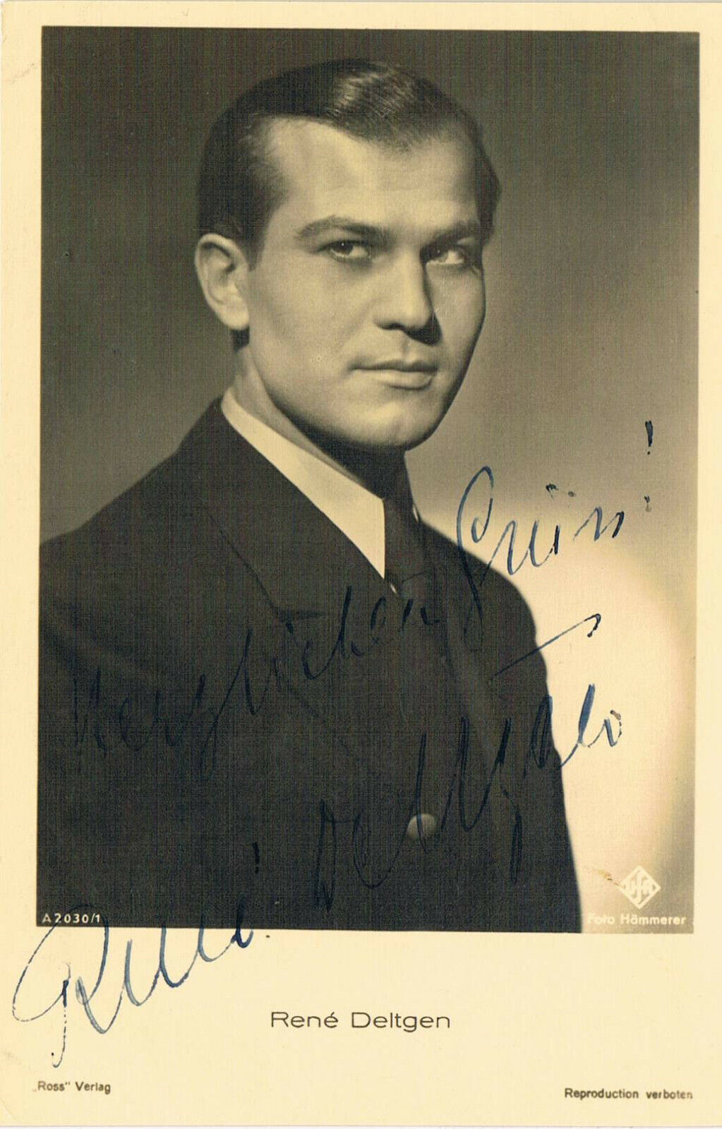 René Deltgen 1909-79 autograph signed postcard Photo Poster painting 3.5x5.5