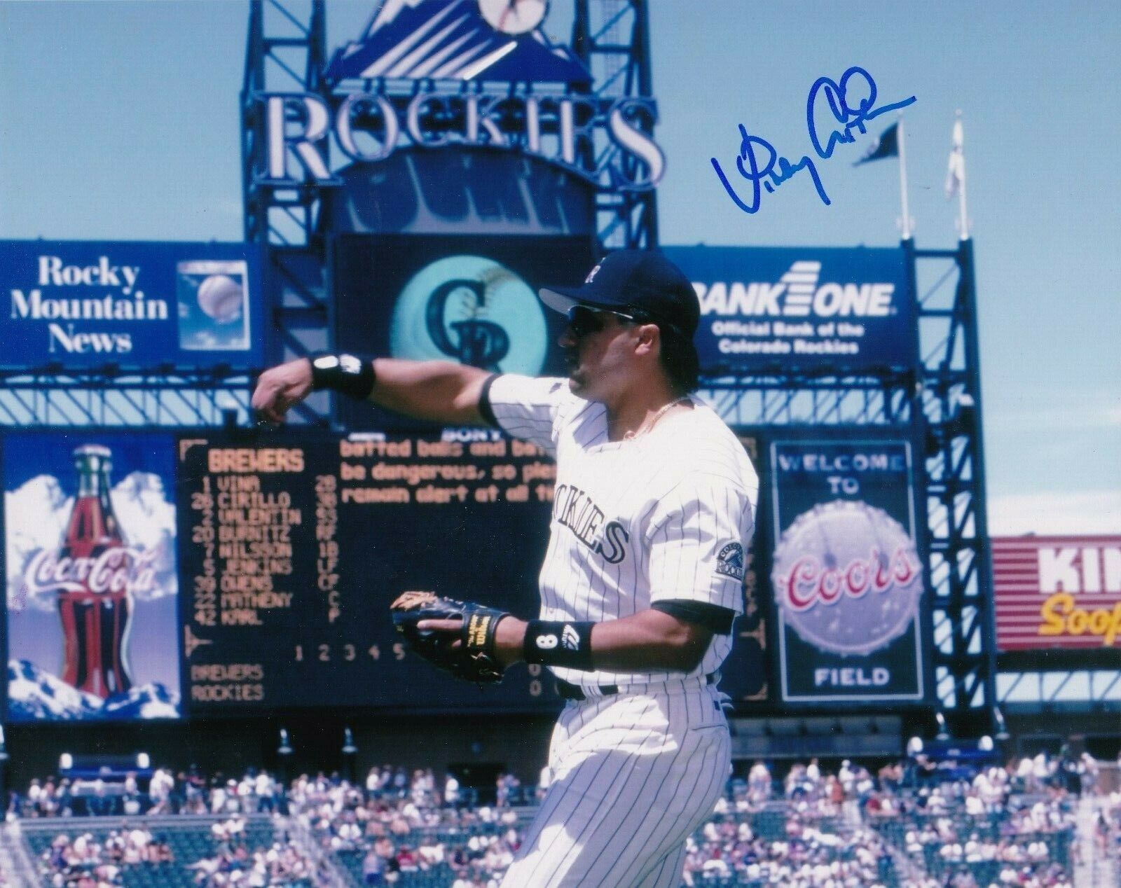 VINNY CASTILLA COLORADO ROCKIES ACTION SIGNED 8x10