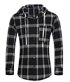 Men's Casual Plaid Hooded Long Sleeve Shirt