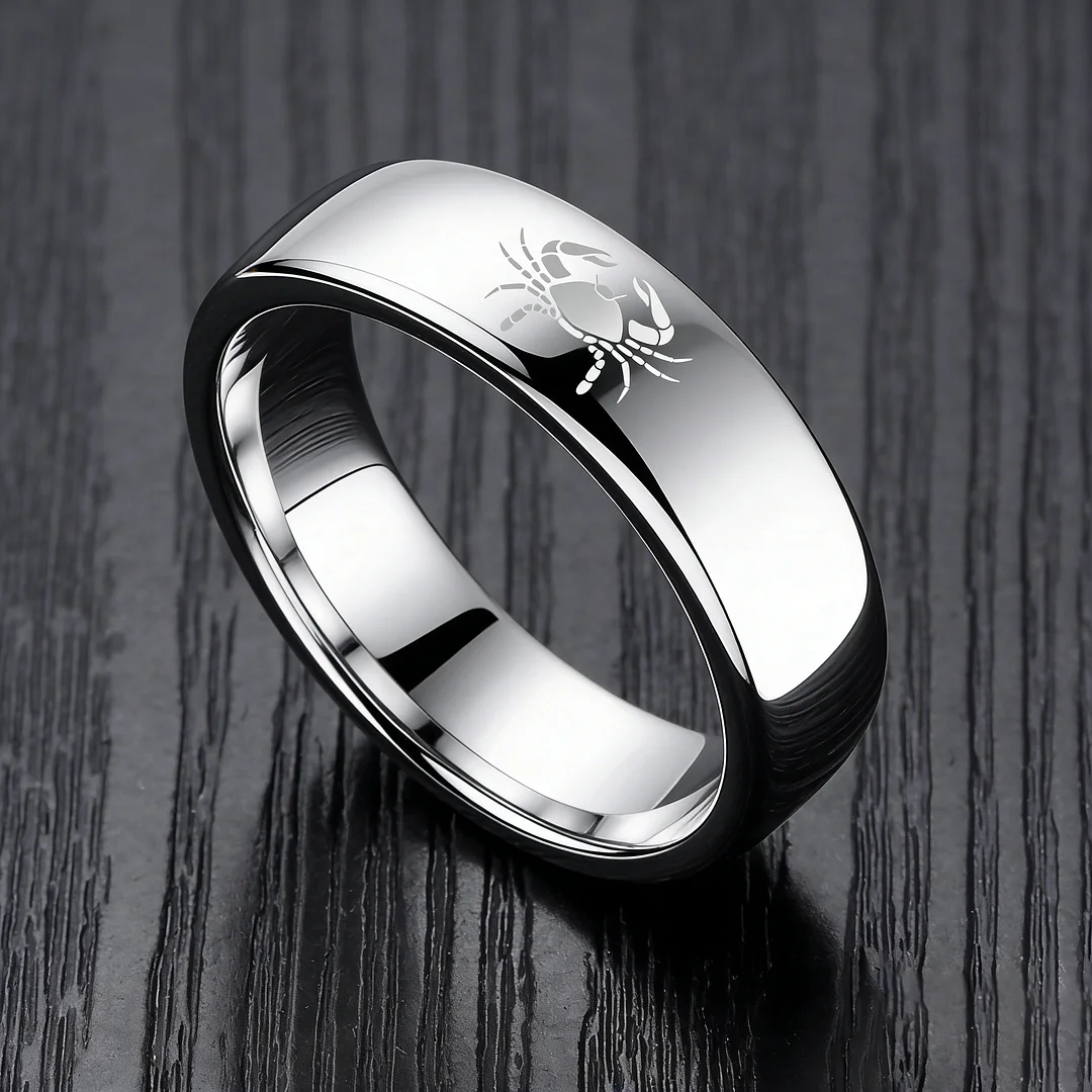 Sliver Cancer Couples Dome Tungsten Carbide Rings Prints Laser Design Domed Tungsten Wedding Bands 4MM 6MM 8MM Width