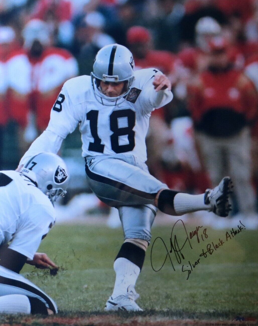 Jeff Jaeger Signed Autographed 16X20 Photo Poster painting Raiders Silver & Black Attack!