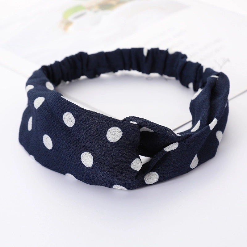 Women’s Lady Polka Dots Flower Cloth Hair Band