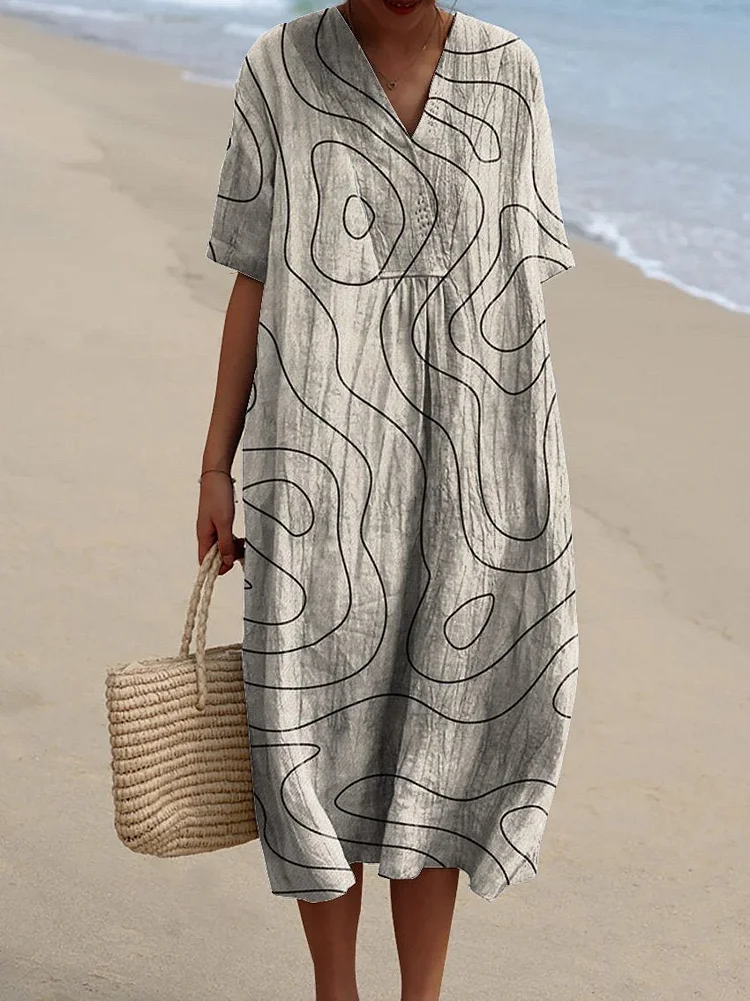 Abstract Swirl Art Printed Women's Flowy Dress