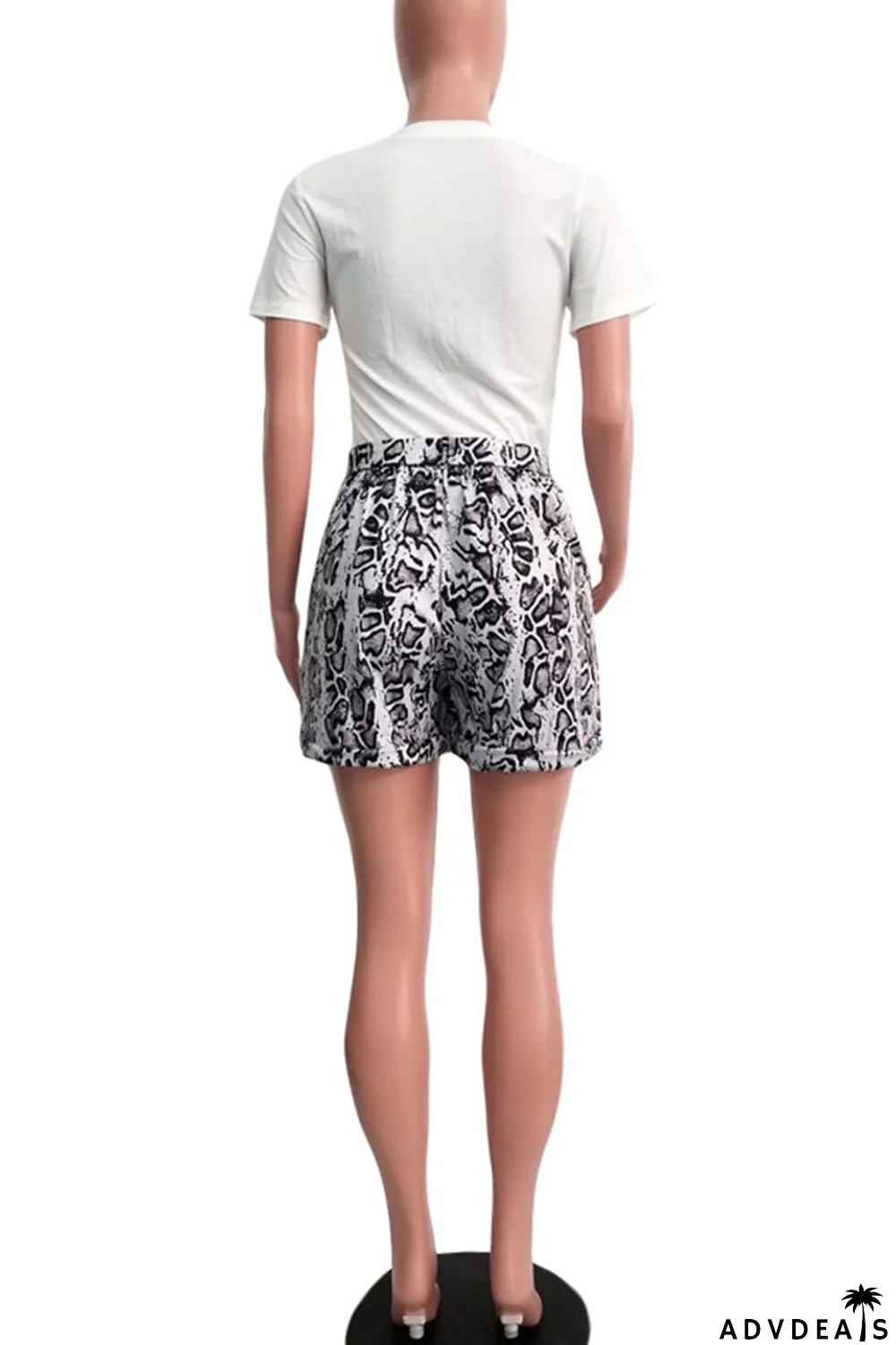 Tangerine Red Casual Street Print Patchwork O Neck Short Sleeve Two Pieces