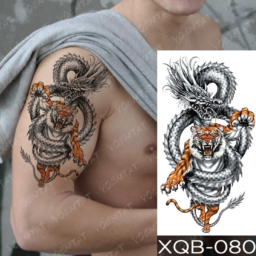 Sdrawing Wolf Tiger Animal Waterproof Temporary Tattoo Sticker Men Arm Leg Tatto Body Art Fake Tatto Water Transfer Tattoos Women