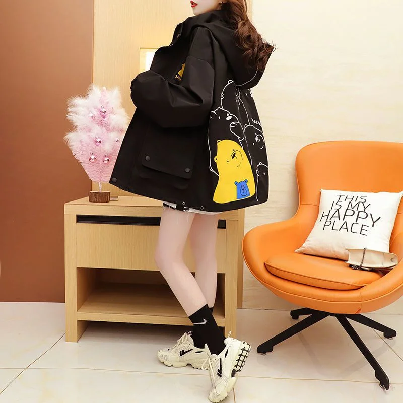 Loose Hooded Casual Net Red Fried Street Spring Summer 2021 New Fashion Prevent Bask In Clothes Female Student Women's Jackets