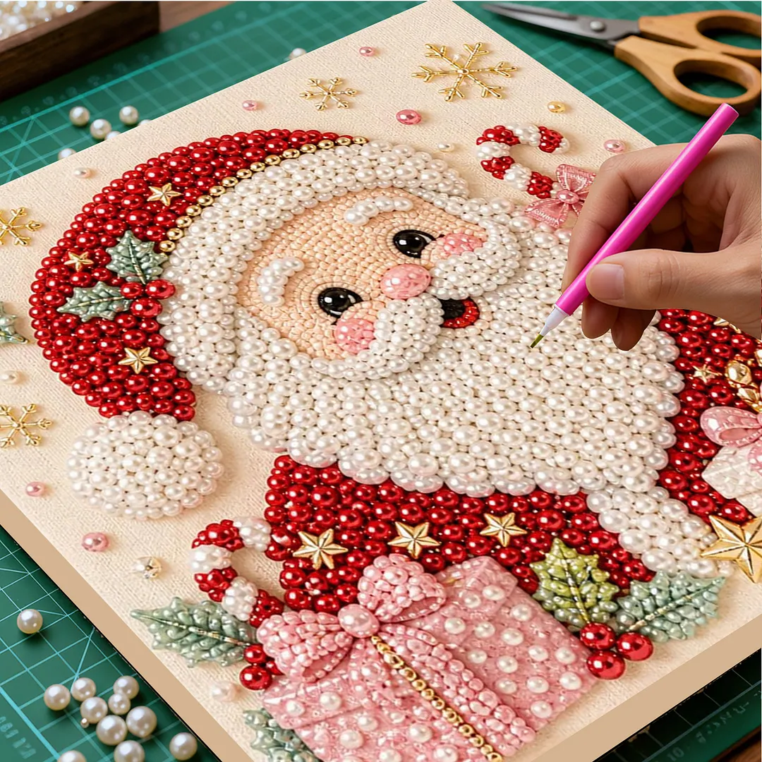Pearl Painting Kit for Adults Framed Santa 7.87x7.87in