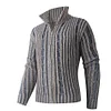 Men's Striped Cable Knit Turtleneck Sweater Zipper Cardigan by Inlyline