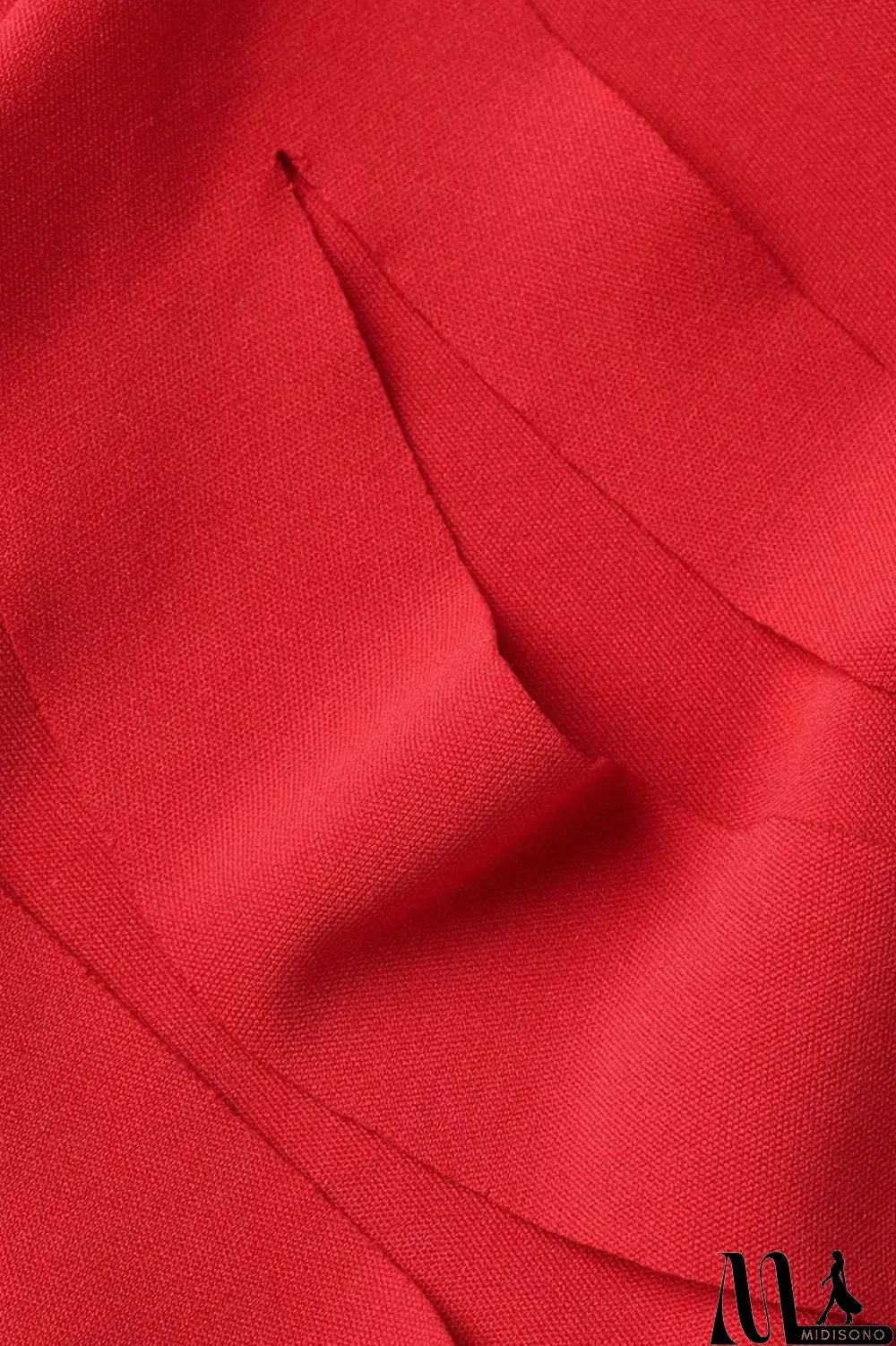 MidiSono - Red Street Print Hollowed Out Patchwork Buttons Turn-back Collar Short Sleeve Two Pieces