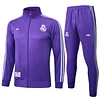 Joyfball 2025/2026 Kids Size Real Madrid Long Zipped Jacket purplee Retro version Soccer Jersey 1:1 Thai Quality 