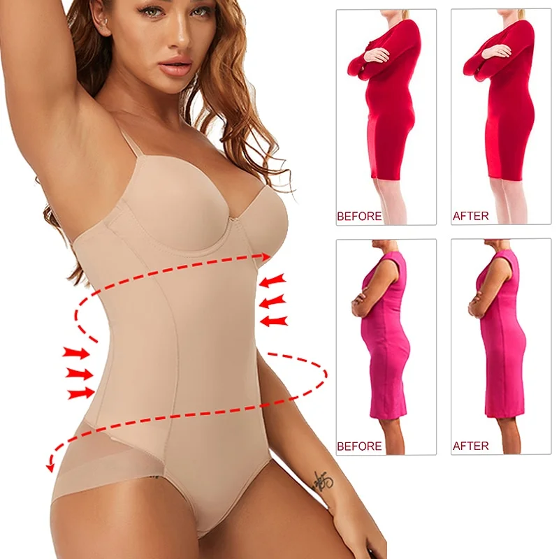 Billionm Women's Shapewear Bodysuits Waist Trainer Vest Slim Full Body Shaper Built-In Bra Camisole Tops Tummy Control Slimming Underwear