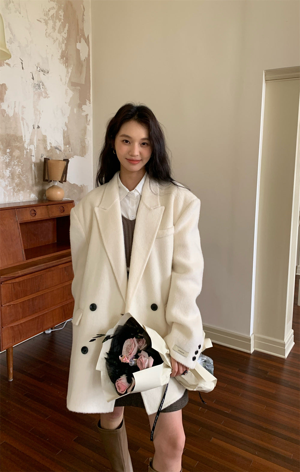 Aiertu joker costume female outfit Autumn and Winter Korean Style Suit Style Loose Woolen Coat Women's Commuter Double-Sided Wool Coat aiertu