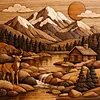 Cabane Deer Mountain Full DIY 5D rond drill drill diamond dots peintures peintures arts plastiques 15,75 x 15,75 in diamant cristal strass kits de peinture pour adultes/d&eacute;butants, id&eacute;es cadeaux d&eacute;coration murale